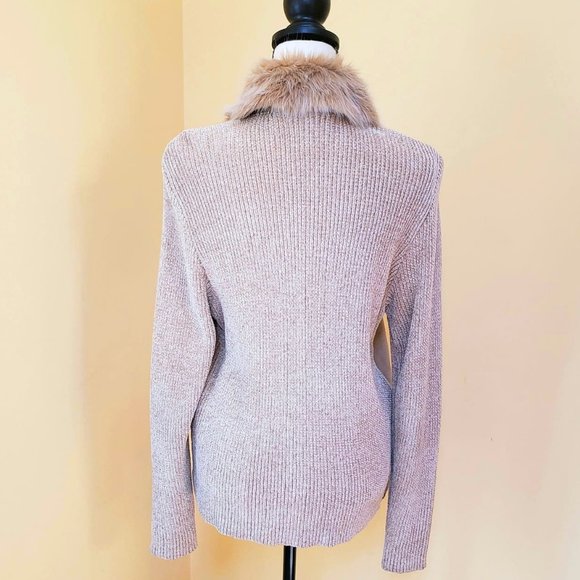 ~Chic Suede/ Faux Fur Zip-Up Sweater~ - Picture 3 of 7